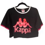 Kappa Authentic Sand Caraff Black Red Cropped Crewneck Graphic Logo T-Shirt NWT Photo 2