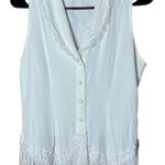 Vintage 18th St White Button‎ Down Fringe Trim Lace Collar Vest Medium 80s 90s M Photo 0