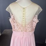 Woman’s Pink Formal Dress Gown with Sheer Lace Top Leg Slit Zip Back Size 14 Photo 5