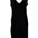 DKNY Petite small black velvet sleeveless v-neck stretchy tank dress Photo 0