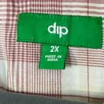 Dip Oversized Button Down Plaid Blouse Asymmetrical Size 2xl Pink Photo 5