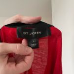 St. John Vintage  Red and Cream V-Neck Wool Sweater Photo 2