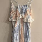 Ocean Drive Women’s Pink & Blue Gauzey Embroidered Trim Sleeveless Romper Size L Photo 1