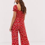 Faithfull the Brand  Red Floral Puff Sleeve Jumpsuit Size 4 Photo 2