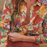 Sézane Sezane Pierro Botton Up Shirt Antique Flowers Floral Print Blouse Sz US 2/ FR 34 Photo 0