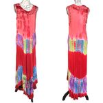 India Boutique Tie Dye Embroidered Multi Colored Hippie Boho Maxi Dress Photo 1