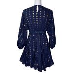 Rhode Navy Blue Ella Metallic Heart Jacquard Cotton Belted Mini Dress Size M Size M Photo 5