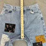 Cider Distressed Patchwork Wide Leg Crop Jeans Blue XL 10 Photo 12