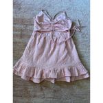 MINKPINK  Pink Embroidered Mini Dress Women’s S/M Spaghetti Straps Ruffle Hem Photo 8