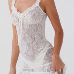 Peppermayo  Love Lies Lace Mini Dress With Open Back White Photo 0