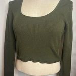 Garage Olive Green Ribbed Long Sleeve crop top Medium Photo 0
