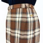 Vintage 90’s Pure Wool Plaid Wrap Pencil Skirt in Brown | Size S Photo 5