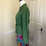 Loft Grass Green Snap Front Collared Tie Waist Contrast Stitch Blouse Sz 4 Photo 1