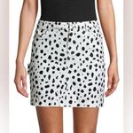 ATM NEW Leopard Animal Print Distressed Hem Mini Skirt Pale Silver Gray Sz 8 Black Photo 0