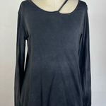 LNA  Acid Wash Asymmetrical Cut Out Long Sleeve Top Photo 0