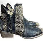 Circle G  Booties Size 5 Western Cut Outs Ankle Distressed‎ Black Cowgirl Rodeo Photo 0