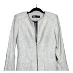 ZARA Longline Herringbone Long Sleeve Jacket Blazer Zip Up Pockets M Grey #3132 Photo 4