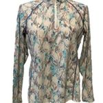 Orvis  teal/ cream floral pattern 1/4 zip pullover sz S Photo 0