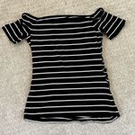 White House | Black Market Black & White Stripe Cap Sleeve Tee Photo 1