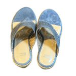 Johnston & Murphy Blue Laser Cut Wedge Espadrille Thong Sandals Women Size 8M Photo 3