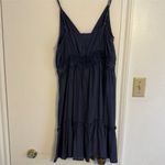 SheIn NWOT  Navy Crochet Lace Insert Waist Ruffle Hem Cami Dress Photo 7