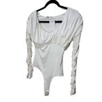Elodie Ruched Long Sleeve Bodysuit - Ivory Photo 2