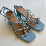 ASOS NEW  DESIGN Haiti studded blocked heeled sandals in cornflower blue Sz US 10 Photo 4