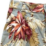Vintage 90s Petites Palm Print Shorts High Waist Pleated Cotton Sage Green XS Size undefined Photo 4