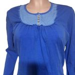 Pulp women's crew neck royal blue henley long sleeve top M Size M Photo 3