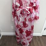 Amoureuse Plus 5X The Luxe Satin Long Peignoir Set 2 Piece Floral Romantic Sexy Pink Photo 3