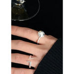 Boutique NEW Women's‎ Split Bar White Gold Plated S925 Band Ring Silver Adjustable Photo 2