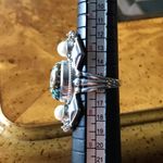 Royston Blue Horizon Turquoise White Pearl Sterling Silver Ring Size 7 Photo 5