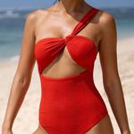 Berlook Red Textured One Shoulder One Photo 0