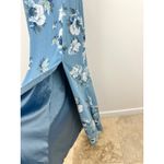 Lulus NEW  Feeling Elegant Slate Blue Floral Print Lace Up Slit Maxi Dress Medium Photo 11