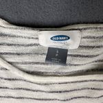 Old Navy  Womens Small White Blue Striped Long Sleeve Lightweight Sweater Top Photo 3