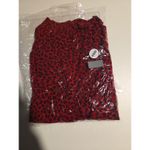 Liz Claiborne Red Animal Print Turtleneck, Cheetah Leopard Print, Stretch Fabric Photo 5