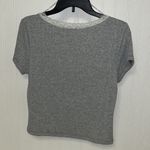 Ultra Flirt Gray Ribbed cropped T-shirt rimmed with Lace Photo 4