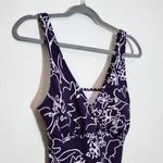 Aqua Green  Purple Print Swim Tankini Top Size Medium Purple Floral Tankini Top Photo 2