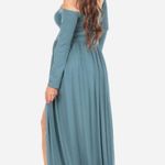 Mother Bee Women's Off Shoulder Maternity Gown For Photo Shoots Size Medium Blue Photo 2
