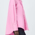 ZARA  cute bubblegum pink oversized poplin button down shirt Photo 4