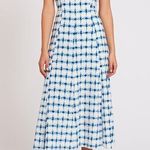 Christian LaCroix  White And‎ Blue Geometric Printed Maxi Dress Photo 0