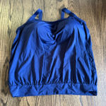 Lands' End Womens Solid Navy Blue Banded Tankini Swim Suit Top Plus Size 16DD Photo 0