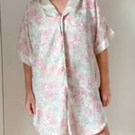 Vintage 80s floral Print Satin Nightgown Pastels size Medium Pink white Photo 0