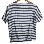Madewell Striped Boxy Lace Up Tie Blouse Short Sleeve Linen Top Blue White Small Photo 2