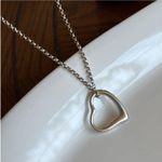 Minimalist Silver Heart Necklace Elegant Jewelry Photo 5