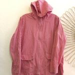 Rare Vintage Cottagecore Red & white gingham plaid zip up hoodie jacket long sleeve w/ pockets Size XL. Photo 0