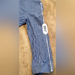 J.Crew Women’s Large Navy/White Stripe Button Front Tie Cuff Cotton Blend Blouse Photo 7