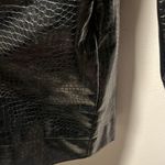 Open Edit  Croc Texture Faux Leather Shirt Jacket, Black, Size S Photo 7