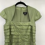 Adrianna Papell  Sheer Tiered Sheath Dress Light Green Short Cap Sleeve Womens 6 Photo 3