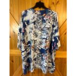 Jaase  Women’s 3/4 Sleeve Blue Floral Open Front Cardigan Size Small (5773) Photo 4